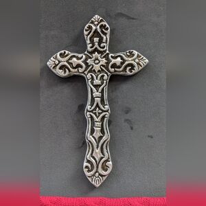 Ornate Silver Cross Wall Decor, Spanish Design